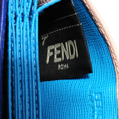 Fendi Vitello Elite Gusseted Card Holder Blue Neon Multicolor 9 of 10