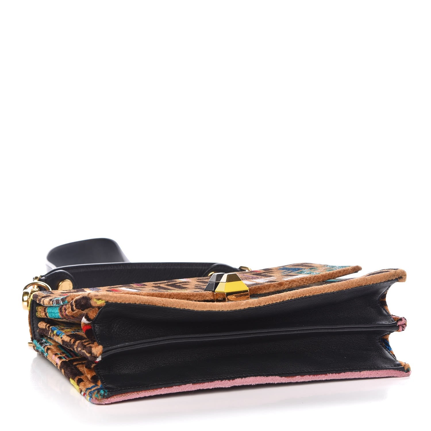 Fendi Velvet Vitello Dolce Fun Fair Kan I Shoulder Bag Tobacco Multicolor Black 4 of 9