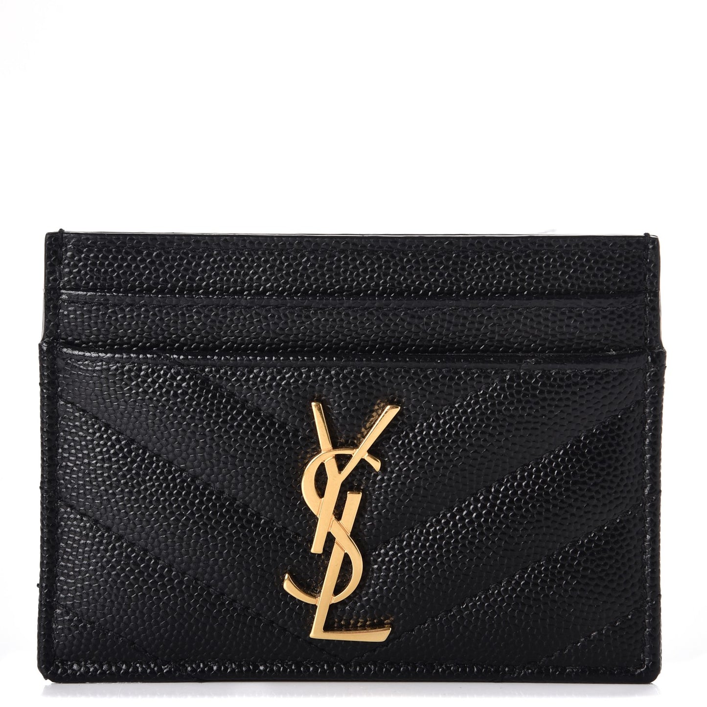 Grain De Poudre Matelasse Chevron Monogram Credit Card Case Black