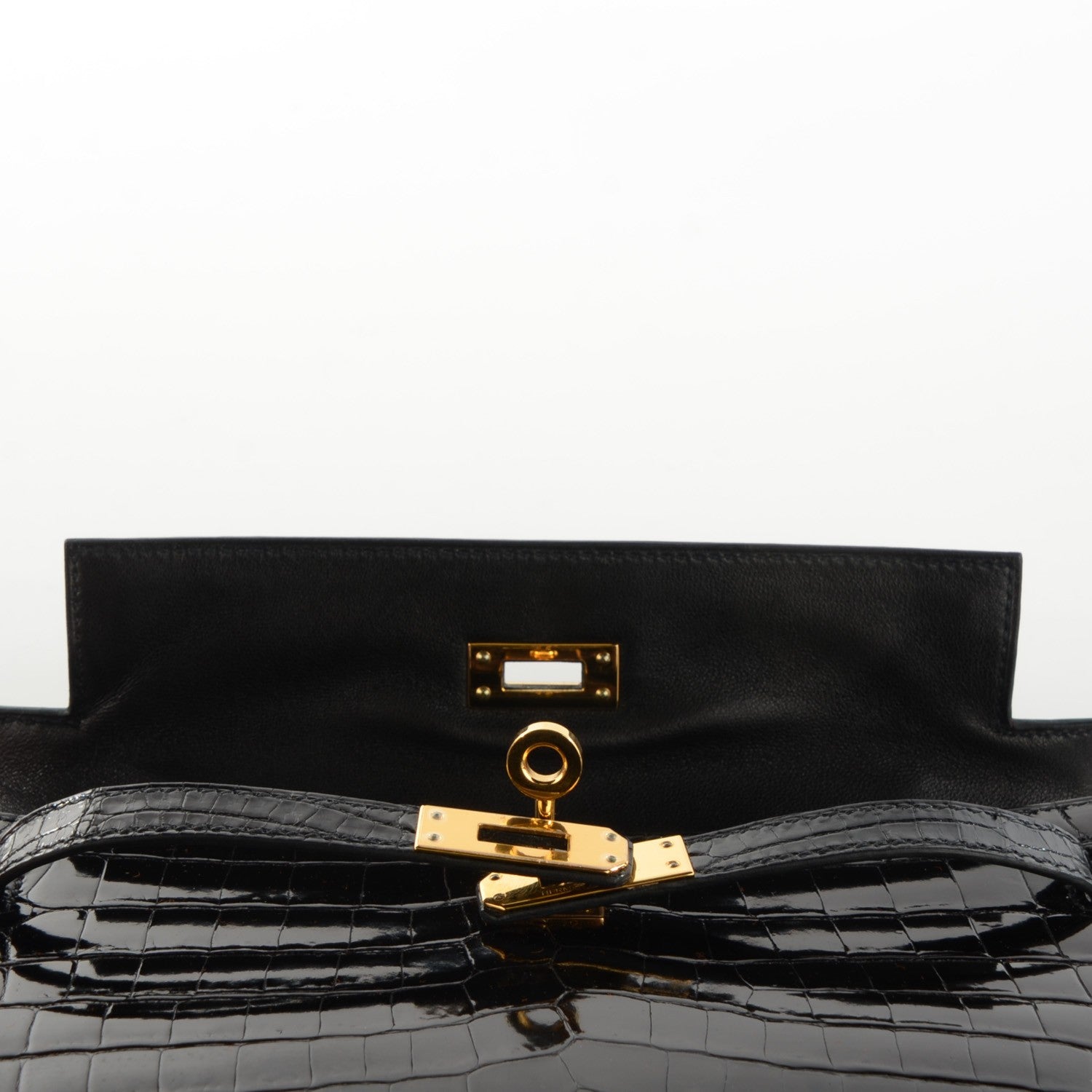 Hermes Shiny Niloticus Crocodile Kelly Pochette Black 7 of 34