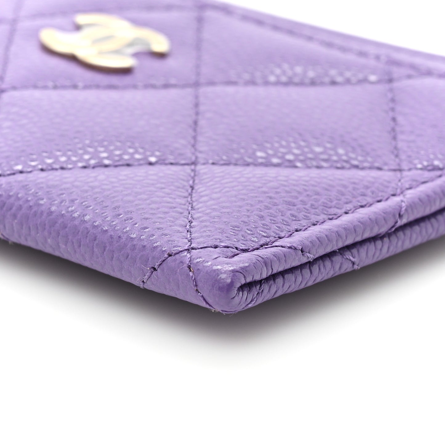 Caviar Quilted Card Holder Purple