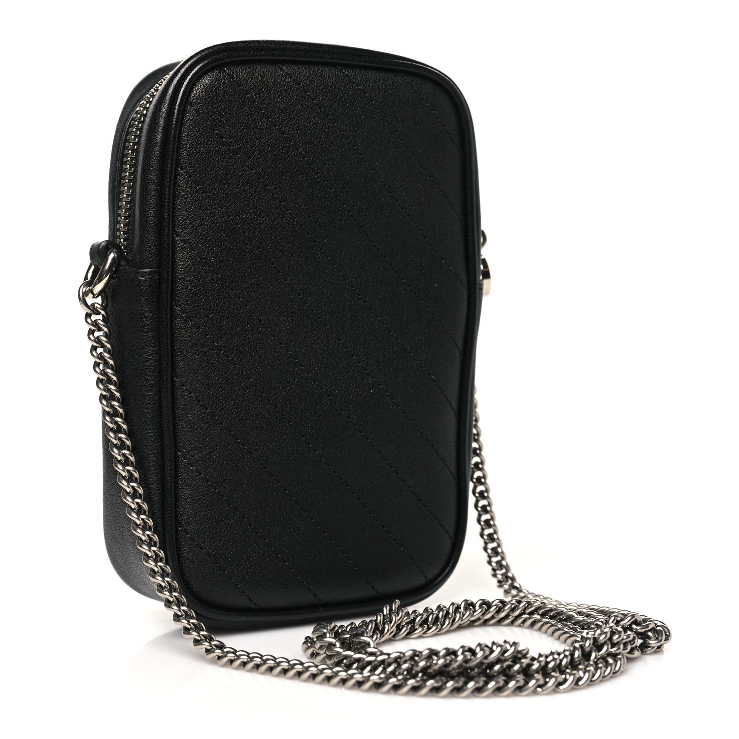 Gucci Sakai Be Green Calfskin Diagonal Stitched Mini Blondie Vertical Shoulder Bag Black 3 of 11