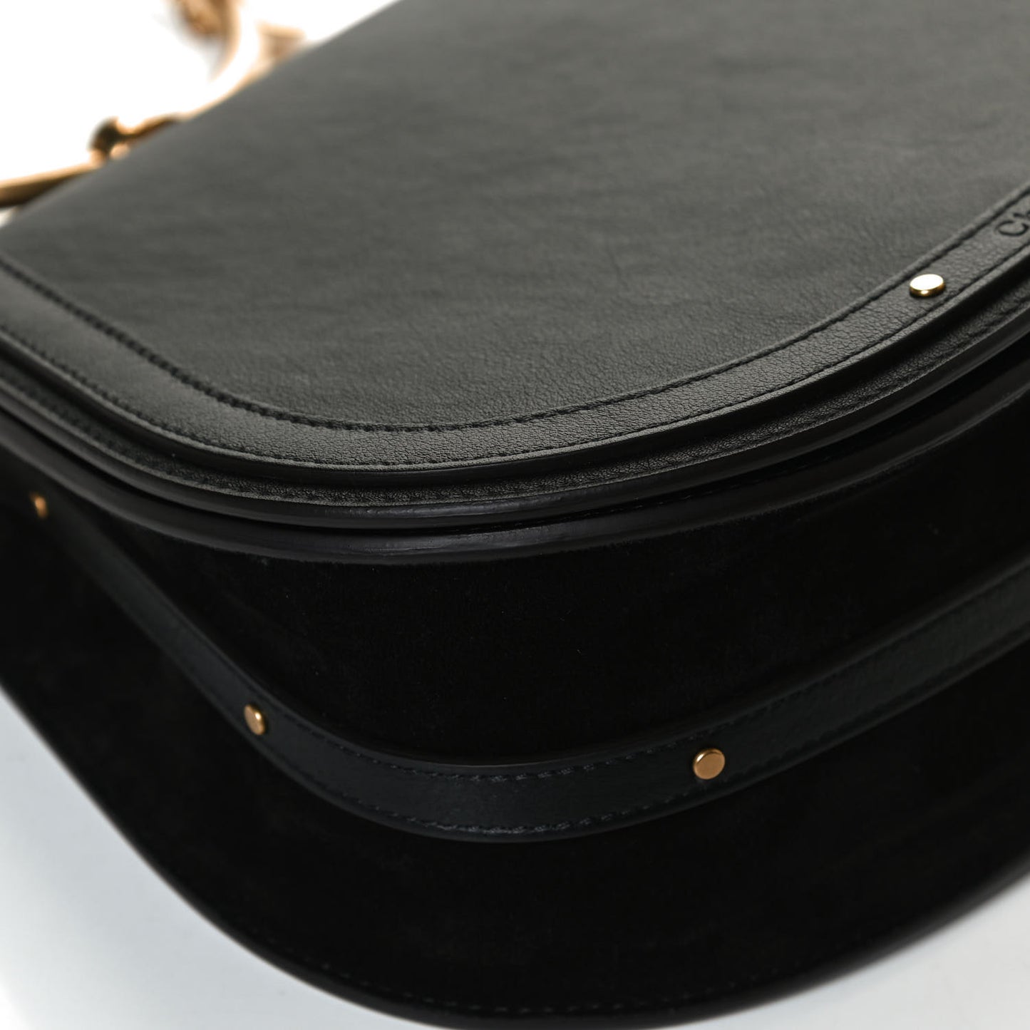 Calfskin Suede Medium Nile Bracelet Bag Black