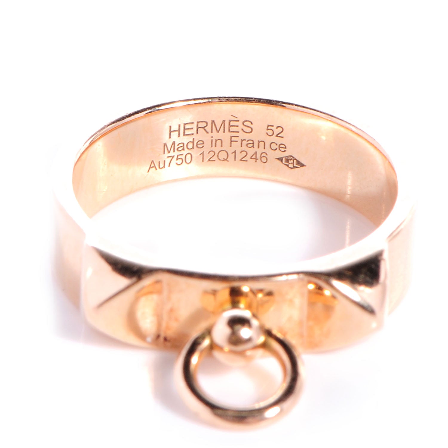 Hermes 18K Rose Gold PM Collier De Chien Ring 52 6 3 of 5