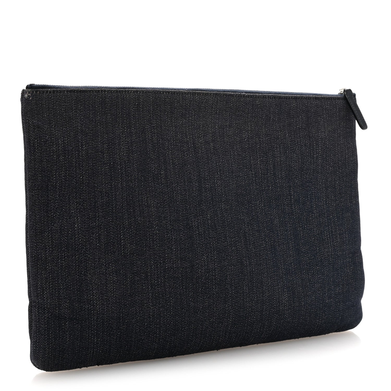 Chanel Denim Large Deauville Pouch Clutch Blue Orange 3 of 10