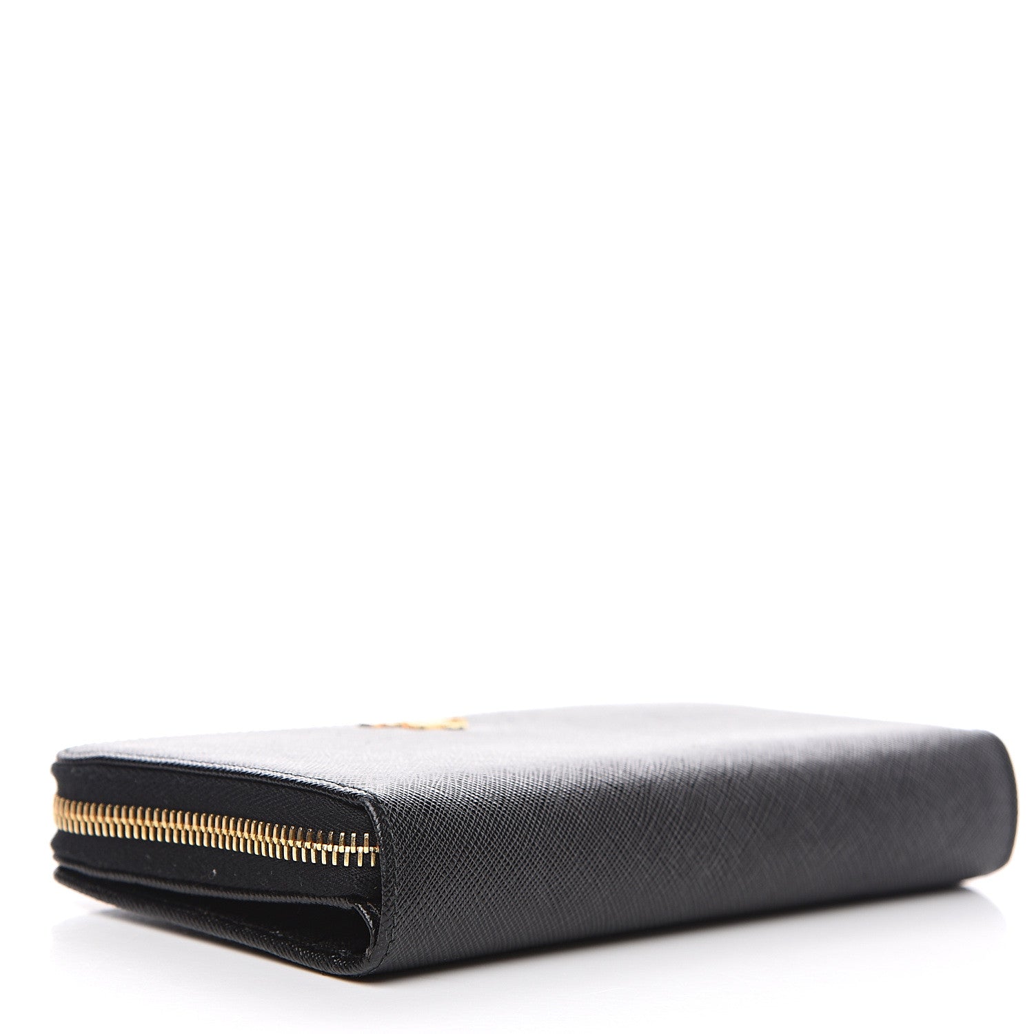 Prada Saffiano Metal Zip Around Wallet Black 3 of 6