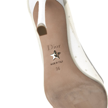 Christian Dior Mesh Plumetis Tulle D-Moi Pumps 36 White 7 of 9