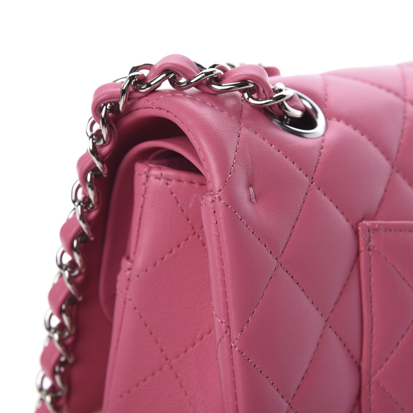 Lambskin Quilted Medium Double Flap Pink