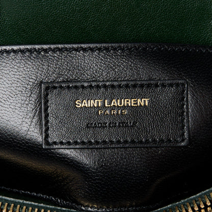 Saint Laurent Sheepskin Matelasse Chevron Monogram Large College Satchel Dark Green 7 of 15