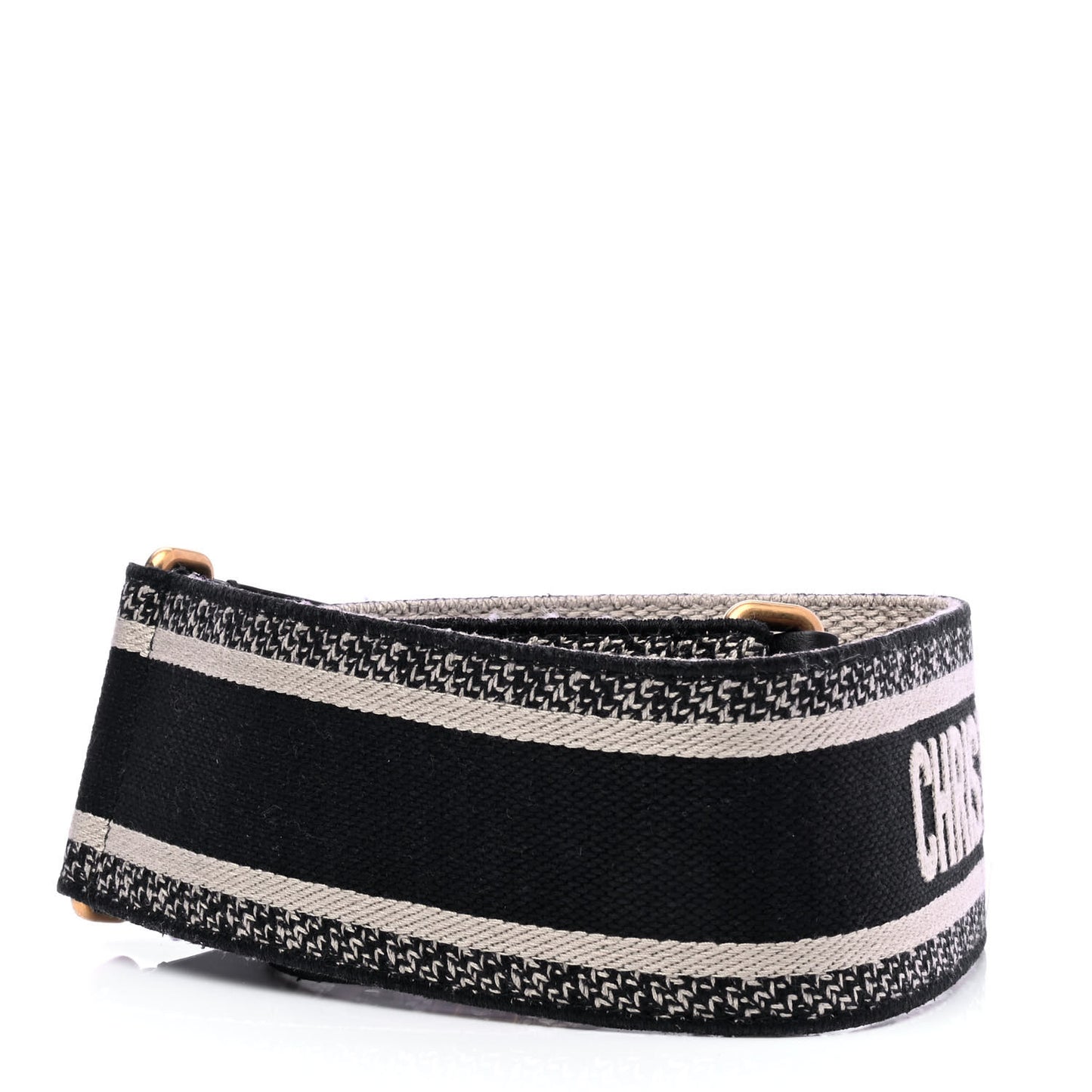 Canvas Embroidered Shoulder Strap Black