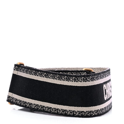 Christian Dior Canvas Embroidered Shoulder Strap Black 2 of 4