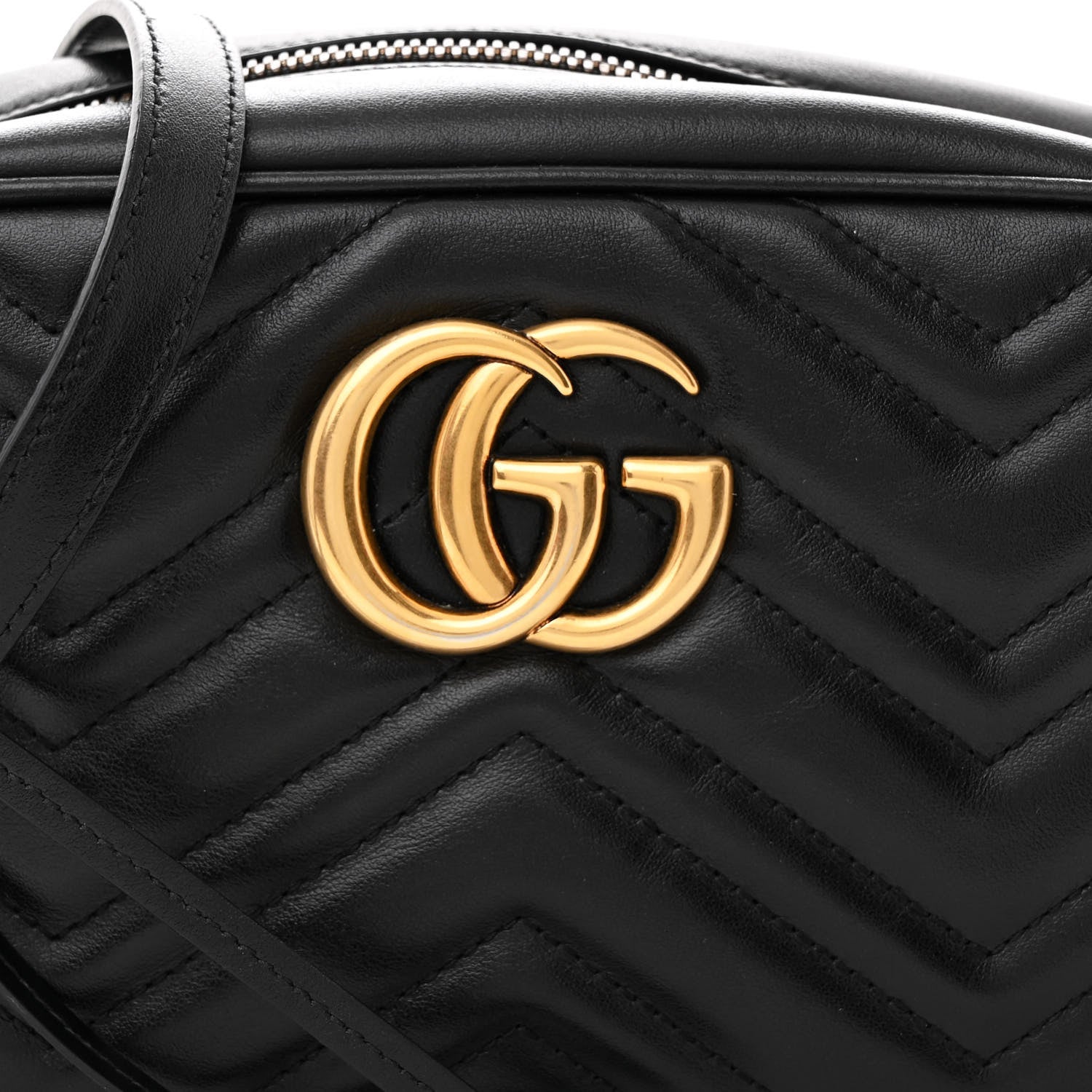 Gucci Calfskin Matelasse Small GG Marmont Chain Shoulder Bag Black 8 of 11