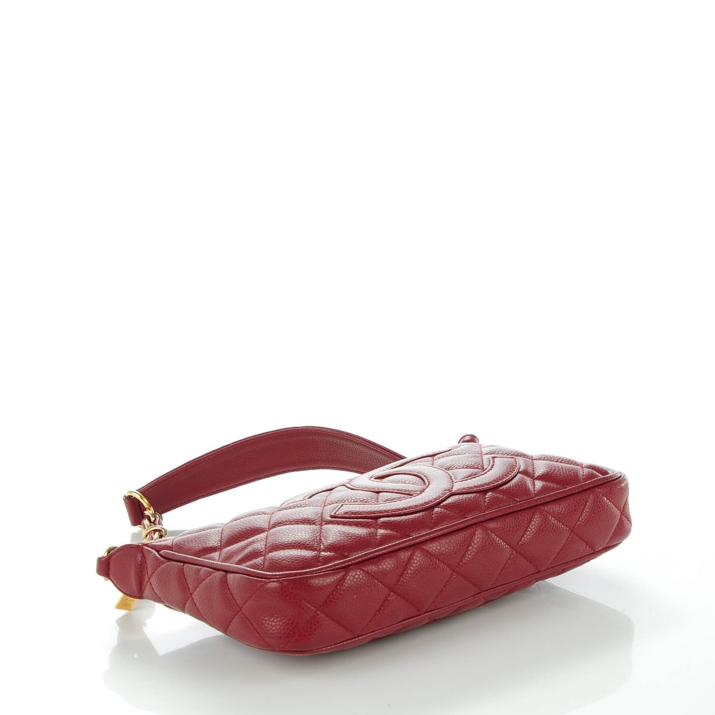 Caviar Quilted Shoulder Bag Dark Red