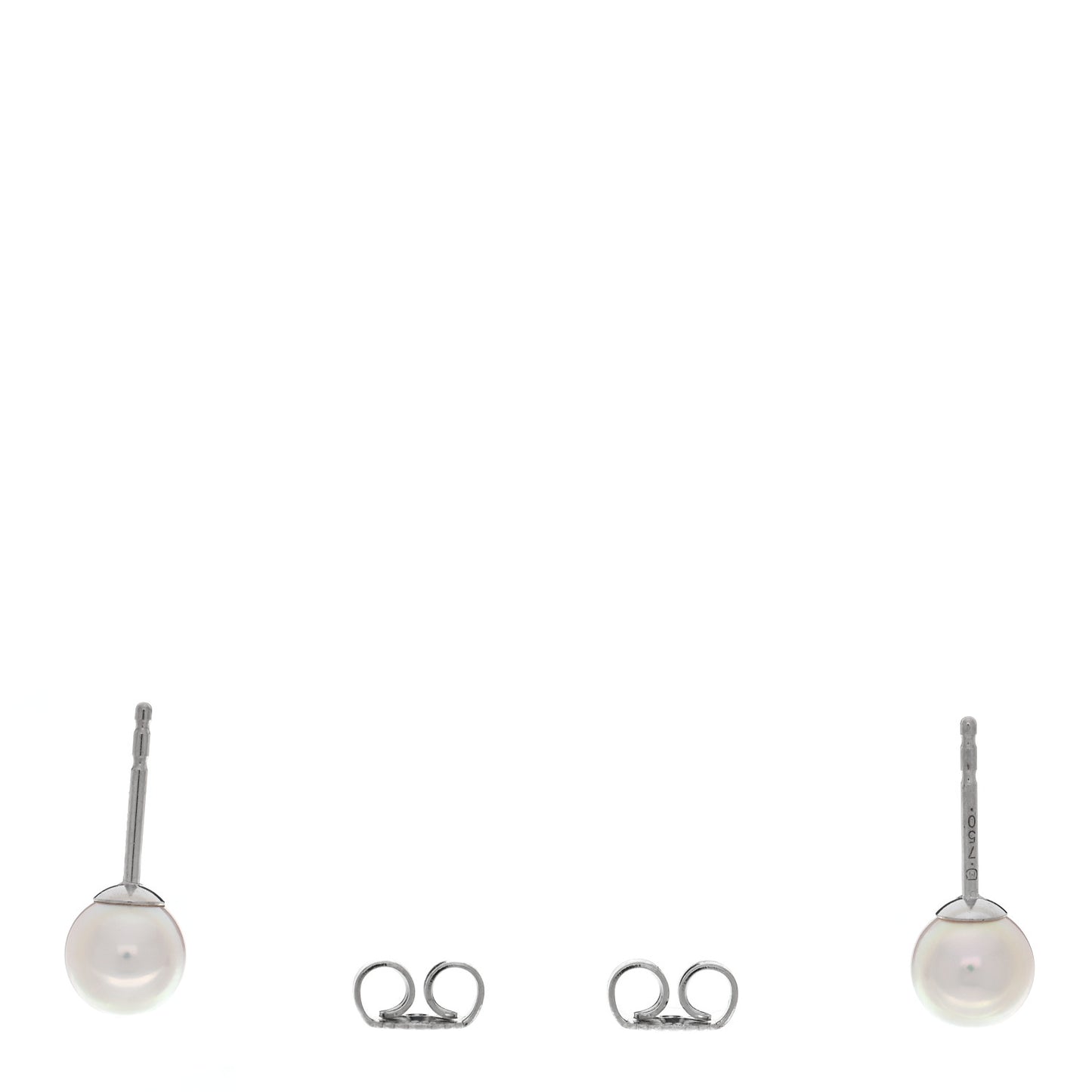 18K White Gold Akoya Cultured Pearl 6-6.5mm Stud Earrings