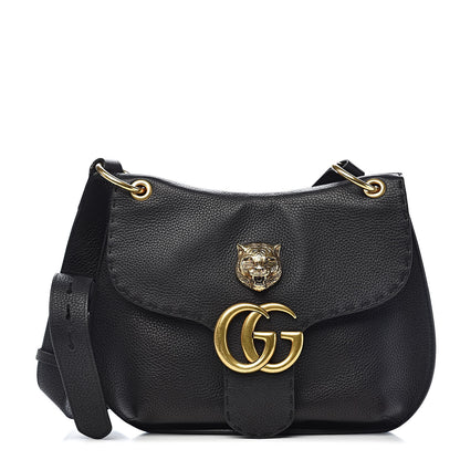 Gucci Cellarius Calfskin Feline GG Marmont Flap Shoulder Bag Black 1 of 16