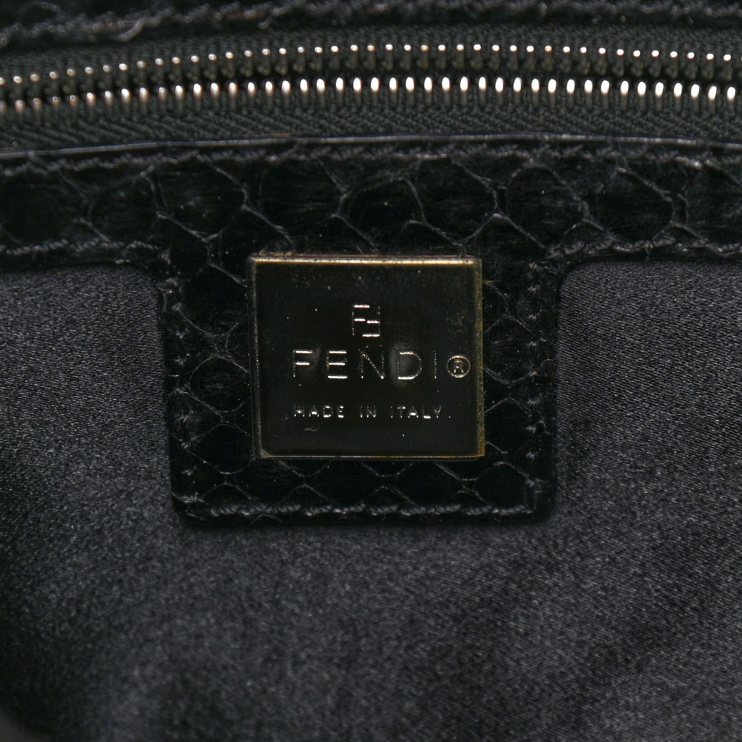 Fendi Sequin Paillettes Snakeskin Baguette Black 6 of 11