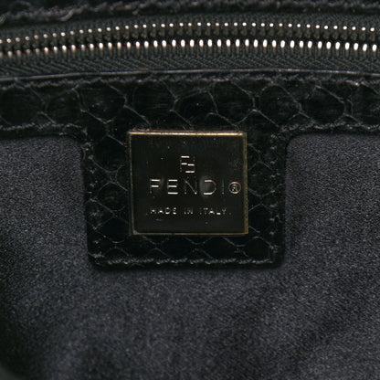 Fendi Sequin Paillettes Snakeskin Baguette Black 6 of 11
