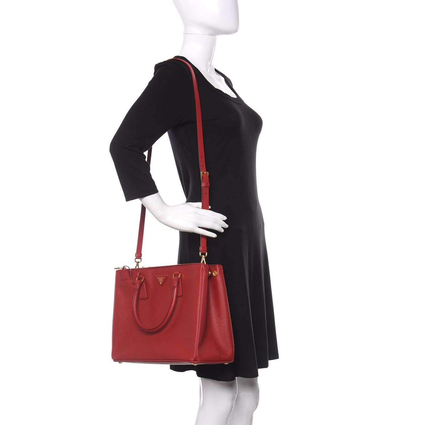 Saffiano Medium Galleria Double Zip Tote Fuoco