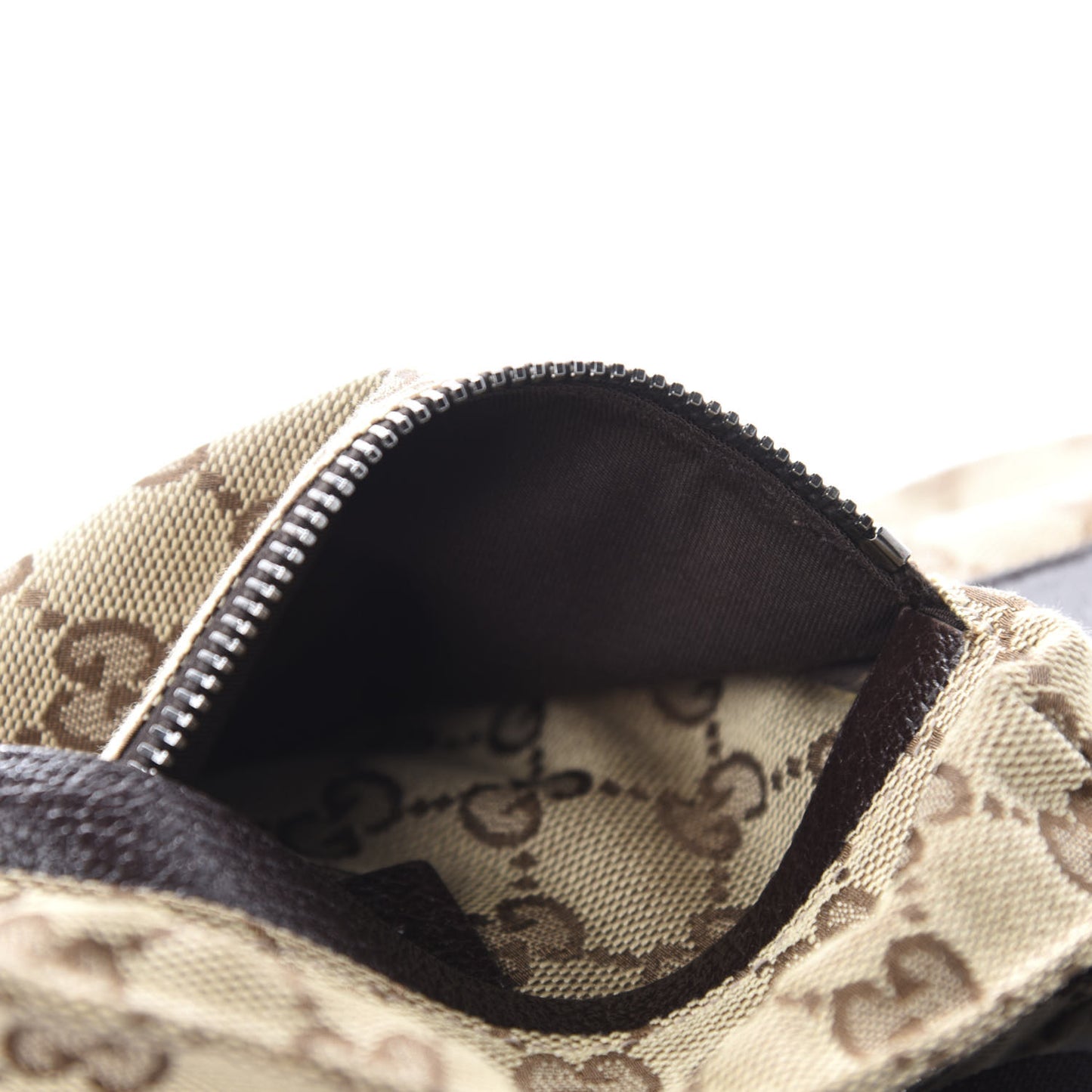 GG Monogram Web Double Pocket Belt Bag Dark Brown
