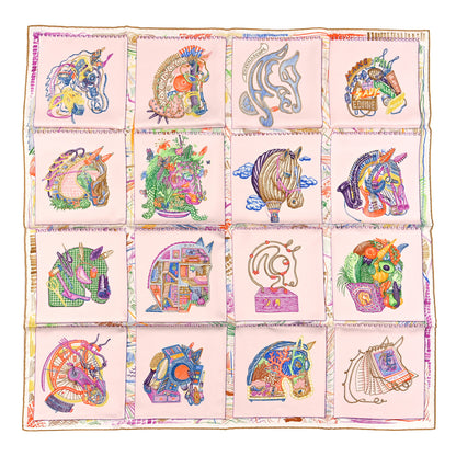 Hermes Silk Chevaloscope Scarf 90 Rose Nacre Vert Multicolor 1 of 3