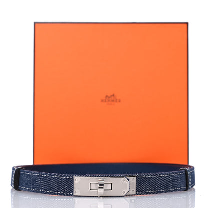 Hermes Denim Epsom Kelly Belt 18 Bleu Indigo White Bleu Navy 5 of 5