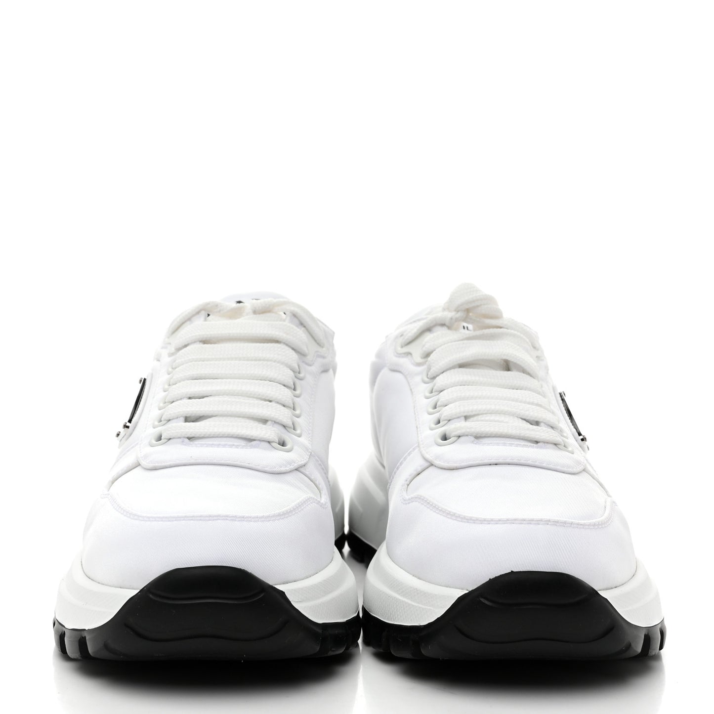 Re-Nylon Spazzolato Metal Triangle Logo Womens Prax 01 45mm Sneakers 37 White Black