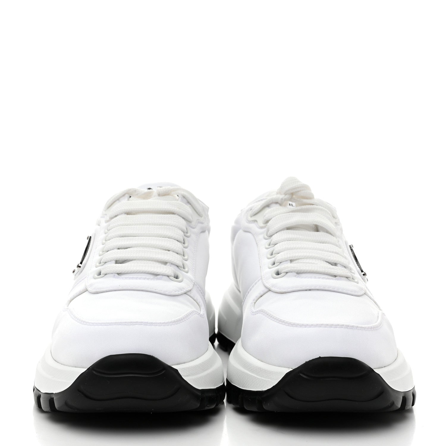 Prada Re-Nylon Spazzolato Metal Triangle Logo Womens Prax 01 45mm Sneakers 37 White Black 3 of 10