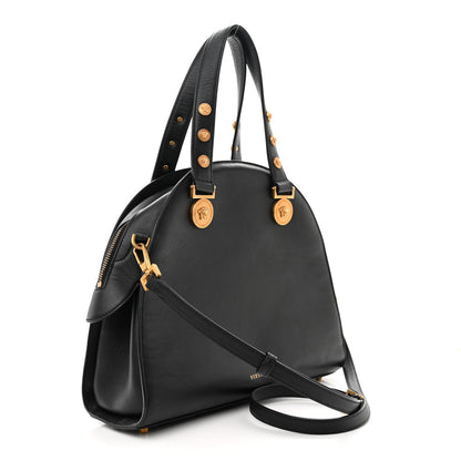 Versace Calfskin Medallion Tribute Bowling Bag Black 3 of 15