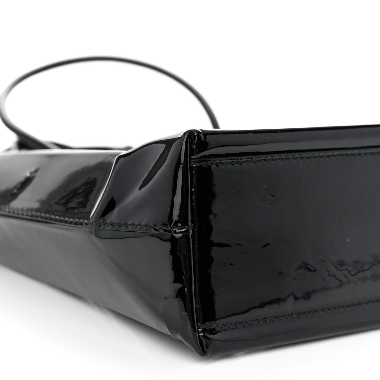 Patent Calfskin Logo Shopping Tote XXS Black
