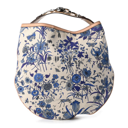 Gucci Canvas Flora Floral Large Wave Hobo Blue 1 of 10