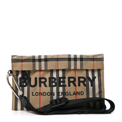 Burberry Nylon Vintage Check Print Logo Wristlet Archive Beige 1 of 6