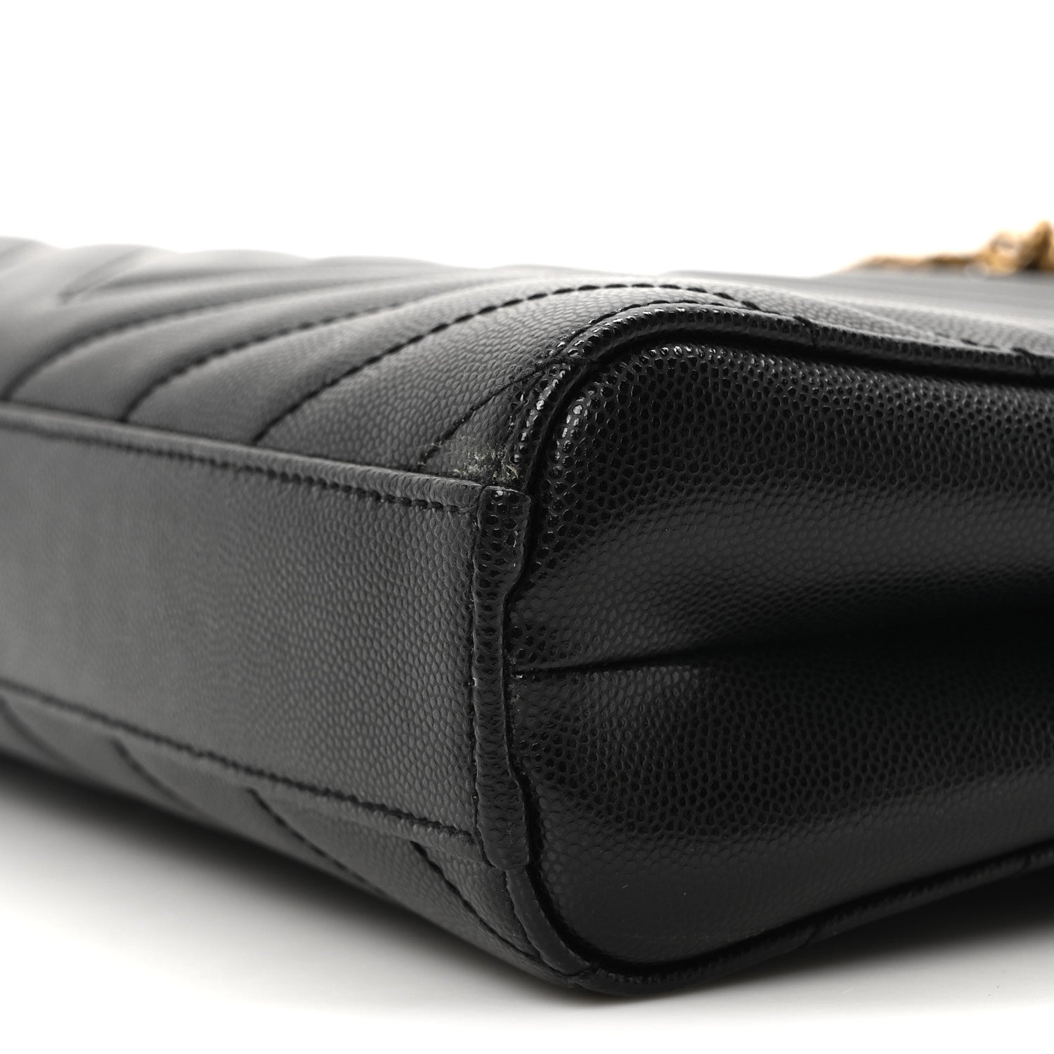 Saint Laurent Grain de Poudre Matelasse Chevron Medium Tribeca Shopping Bag Black 10 of 10