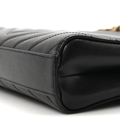 Saint Laurent Grain de Poudre Matelasse Chevron Medium Tribeca Shopping Bag Black 10 of 10