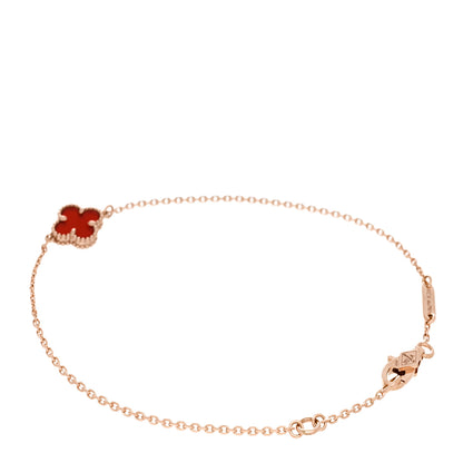 Van Cleef & Arpels 18K Rose Gold Carnelian Sweet Alhambra Bracelet 2 of 5