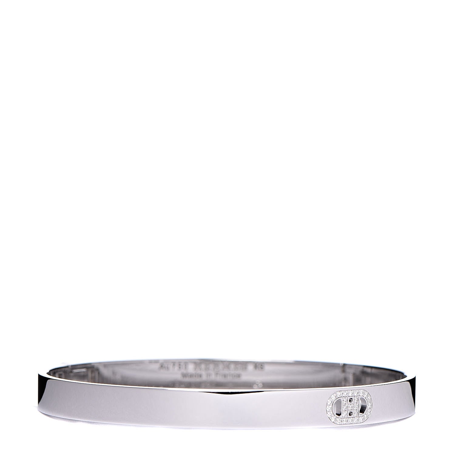 Hermes 18K White Gold Diamond PM H D'Ancre Bracelet XS 1 of 5