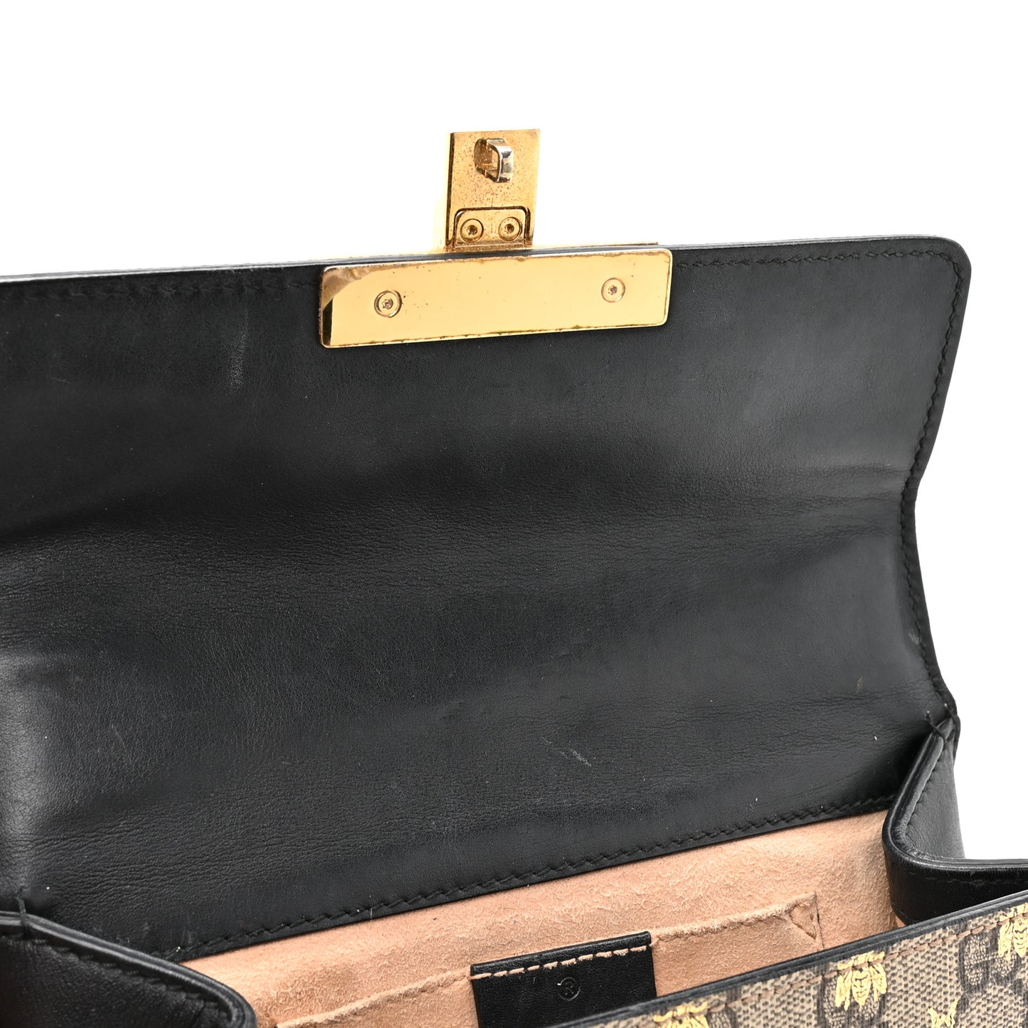 GG Supreme Monogram Bees Small Padlock Shoulder Bag Black
