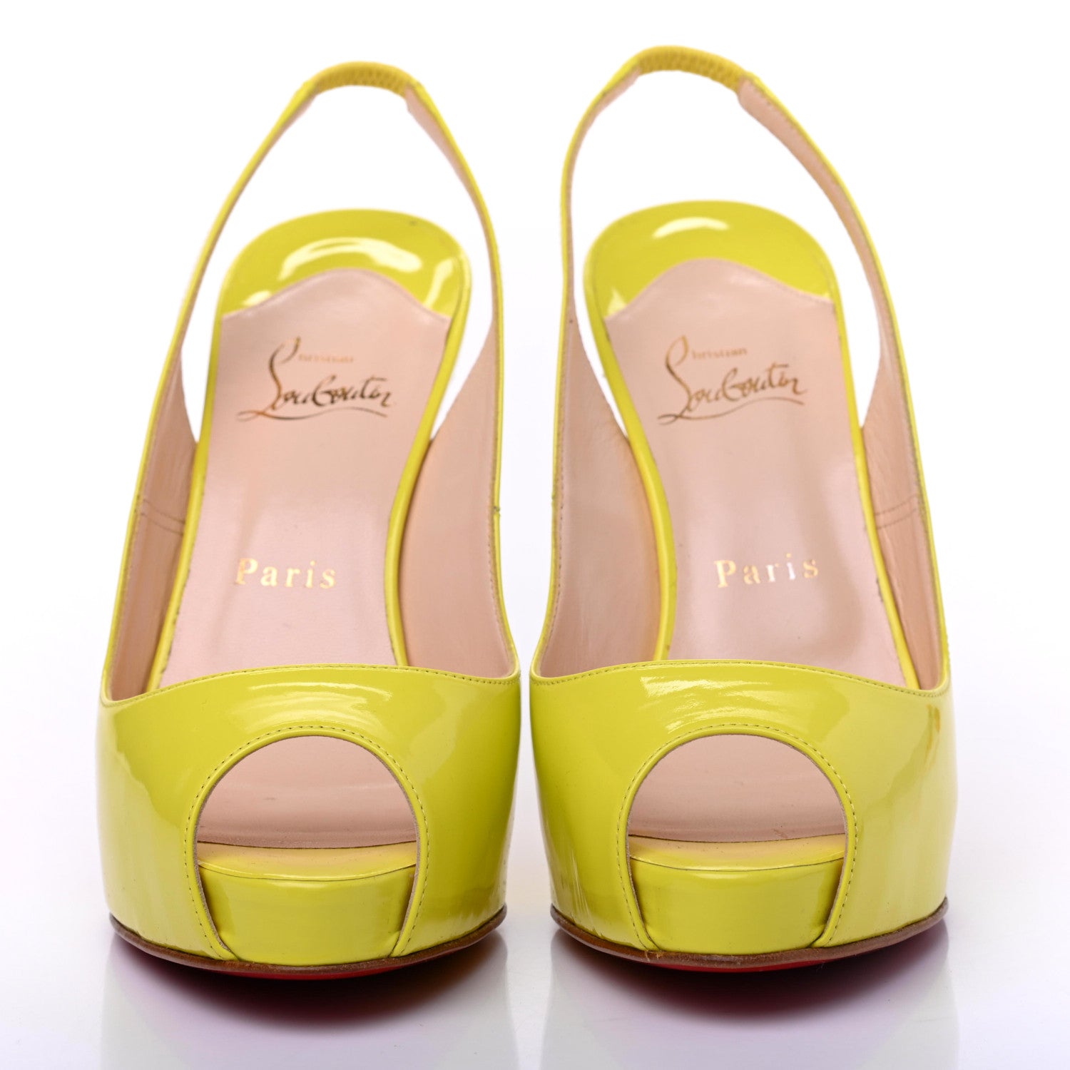 Christian Louboutin Patent No Prive 100 Pumps 38 Lemon 2 of 9