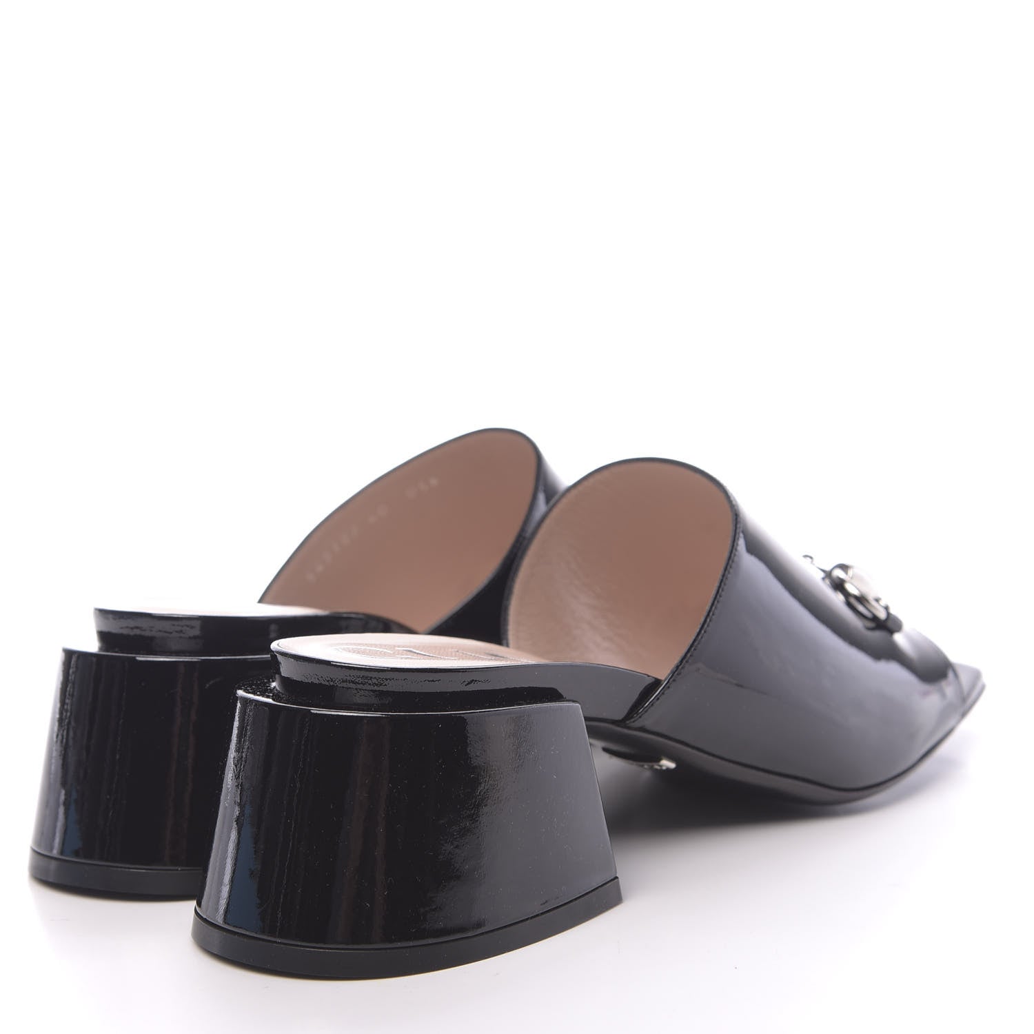 Gucci Patent Lexi Horsebit Mid-Heel Slide Sandals 40 Black 4 of 9