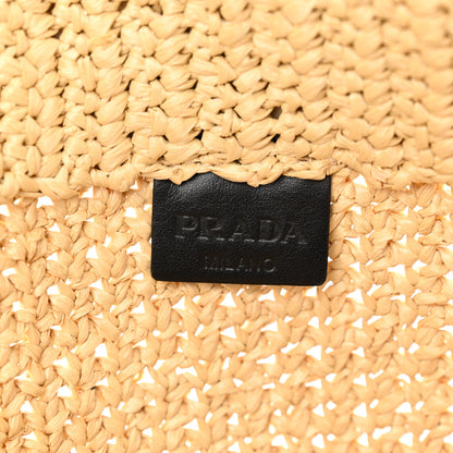 Prada Yarn Raffia Effect Crochet Embroidered Logo Tote Naturale 6 of 10