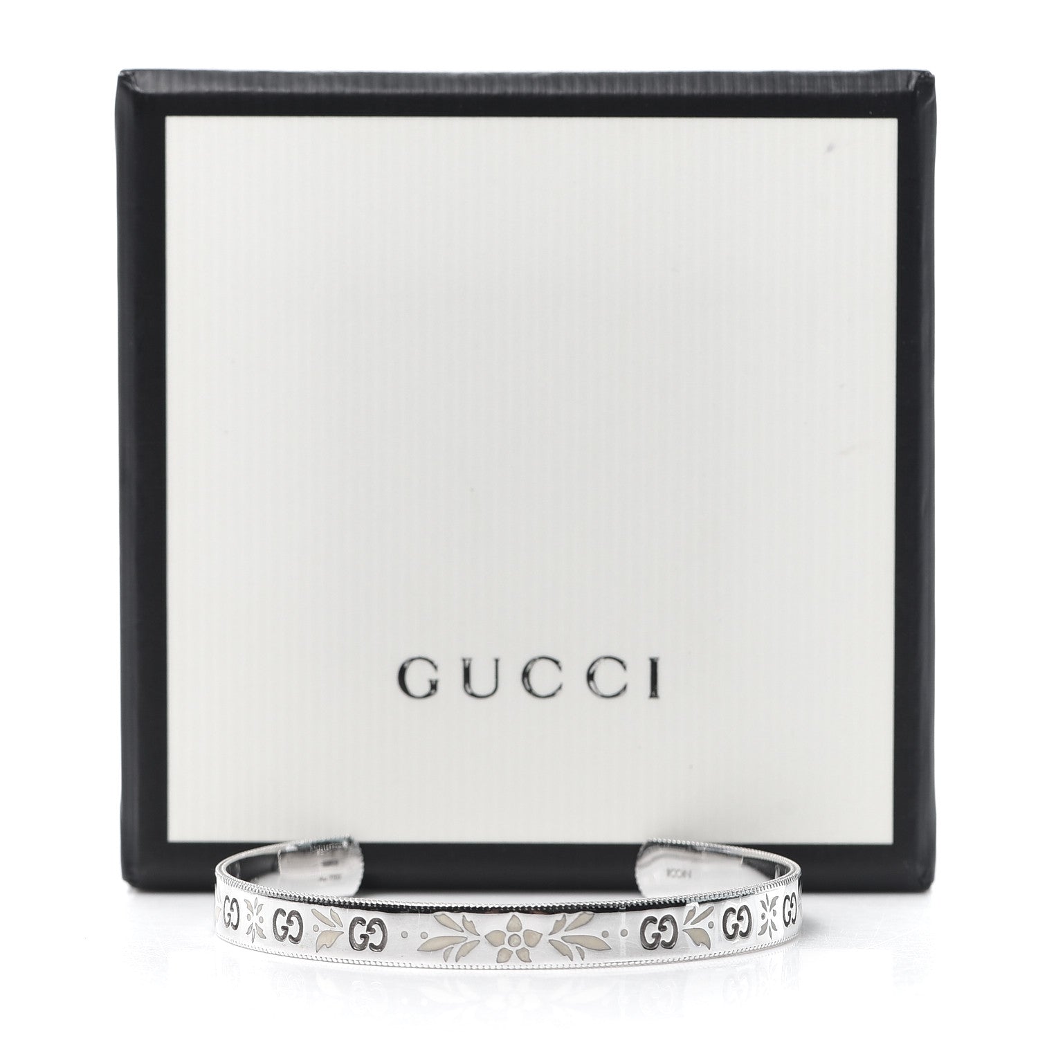 Gucci 18K White Gold Enamel Icon Blooms Cuff Bracelet 7 of 7