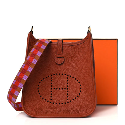 Hermes Taurillon Clemence Maxi Quadrille Evelyne TPM Cuivre Capucine Parme Rouge Duchess 11 of 11
