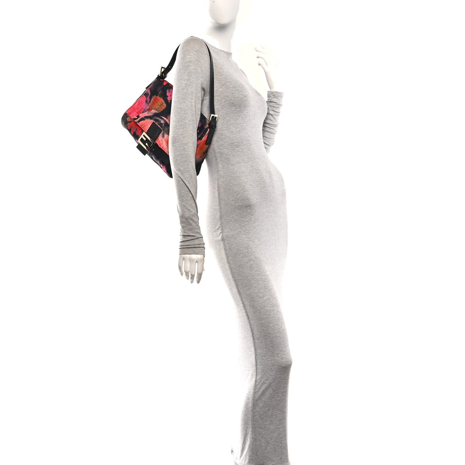 Fendi Zucchino Vitello Floral Forever Mama Baguette Black Multicolor 2 of 10