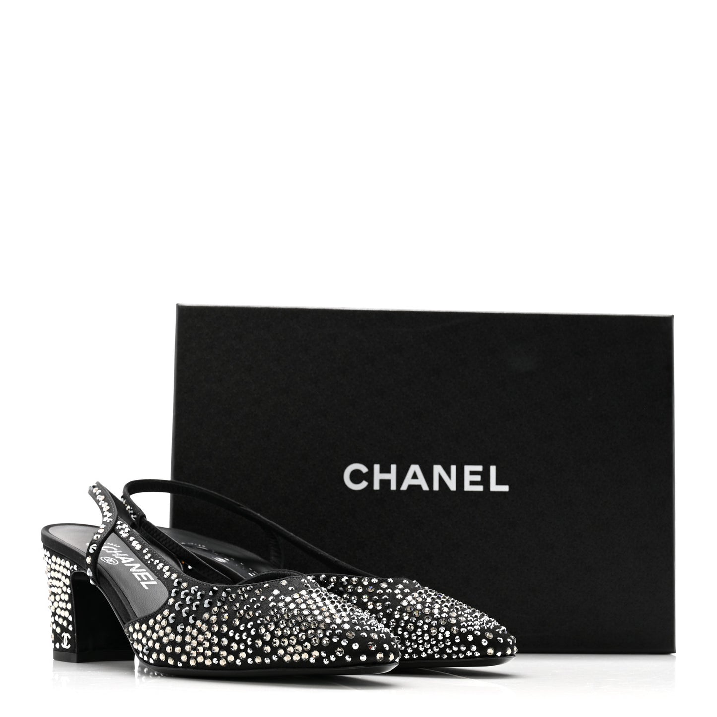Strass Cap Toe CC Slingback Pumps 39.5 Black