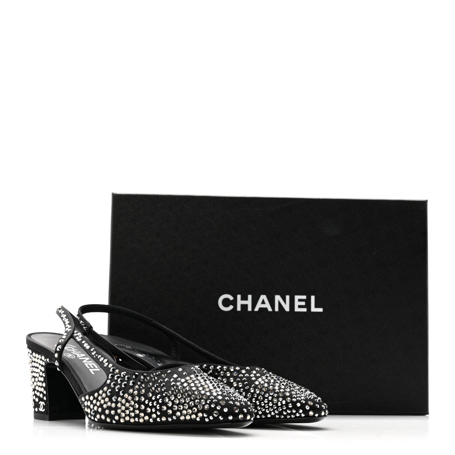 Chanel Strass Cap Toe CC Slingback Pumps 39.5 Black 10 of 10