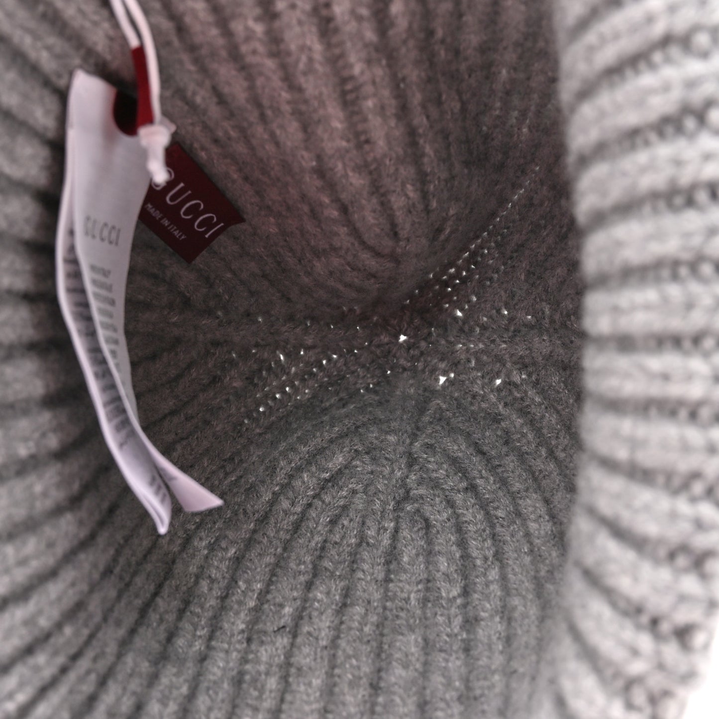Wool Cashmere Knit Double G Beanie Hat L Light Grey