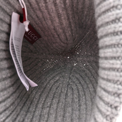 Gucci Wool Cashmere Knit Double G Beanie Hat L Light Grey 4 of 6