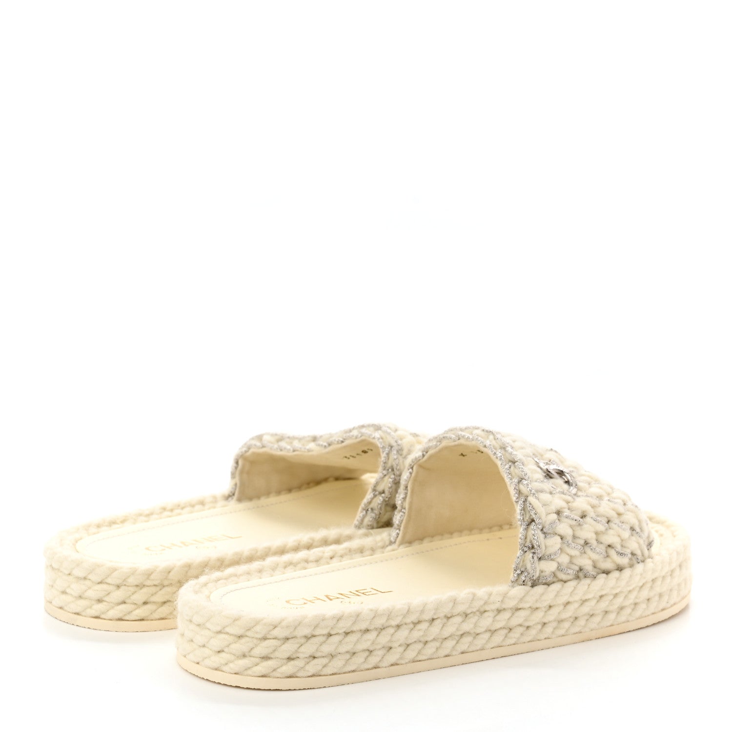 Chanel Braided Knit CC Mules 41 Ecru 4 of 7