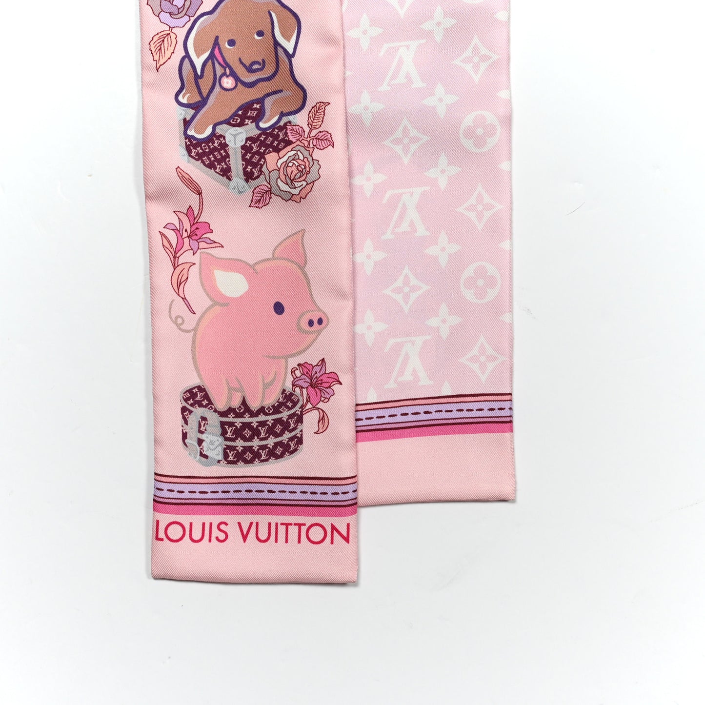 Silk Monogram Superstition Bandeau Rose Clair