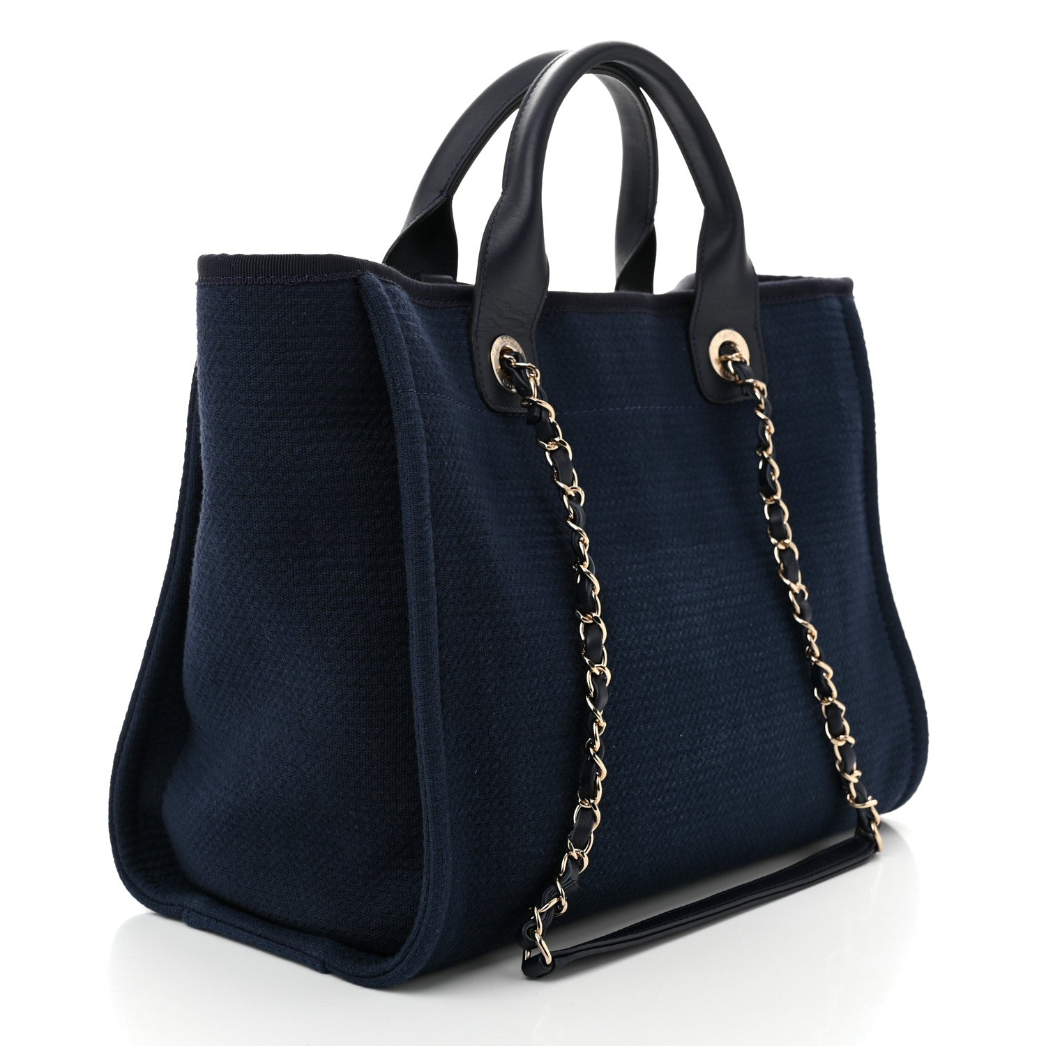 Chanel Mixed Fibers Small Deauville Tote Navy 4 of 12