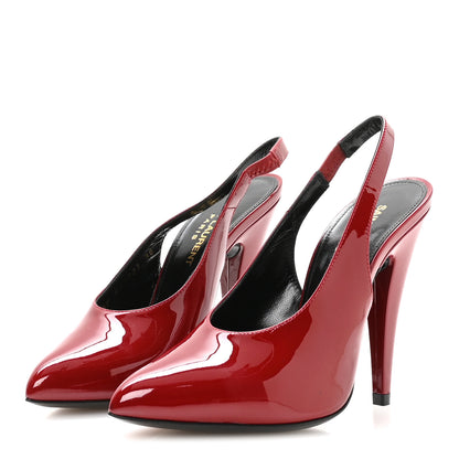 Saint Laurent Patent Venus 110 Slingback Pumps 36 Hot Red 4 of 8